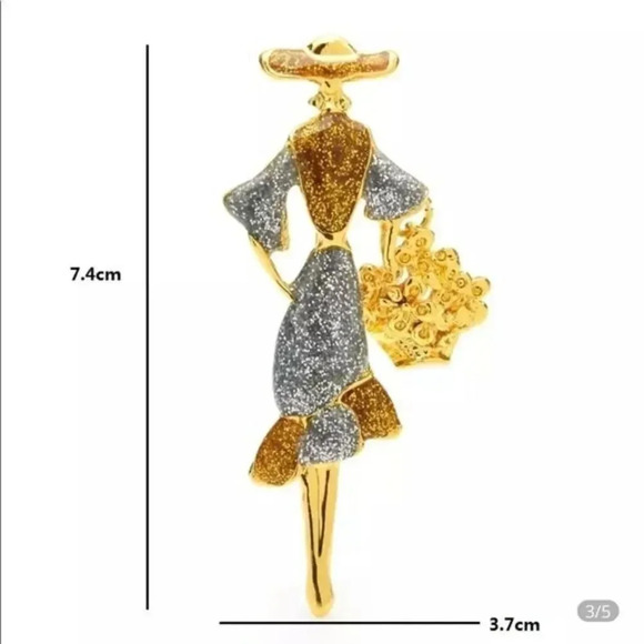 Lady with Bag Brooches Women - Picture 11 of 11